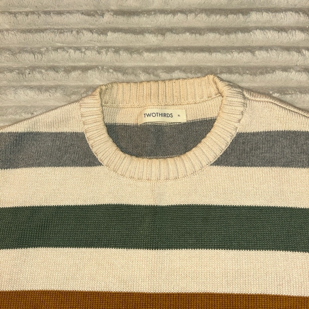 TwoThirds Womens Sweaters‎ XL  Organic Cotton Jumper Pullover Striped Rib - Picture 2 of 7